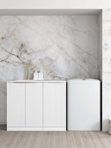 BURLEIGH White Laundry Cabinet with Stone Top 1060x600x900mm