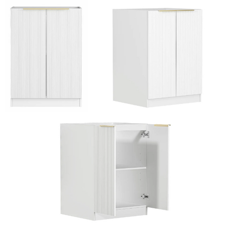 BURLEIGH White Laundry Cabinet with Stone Top Set 1300x600x900mm