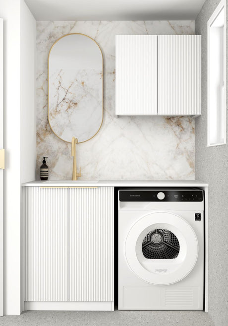 BURLEIGH White Laundry Cabinet with Stone Top Set 1305x600x2100mm (Style A)