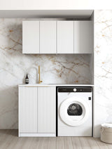 BURLEIGH White Laundry Cabinet with Stone Top Set 1305x600x2100mm (Style B)