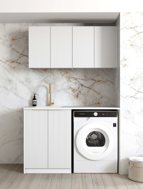 BURLEIGH White Laundry Cabinet with Stone Top Set 1305x600x2100mm (Style B)