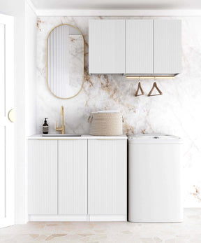 BURLEIGH White Laundry Cabinet with Stone Top Set 1715x600x2100mm (Style A)
