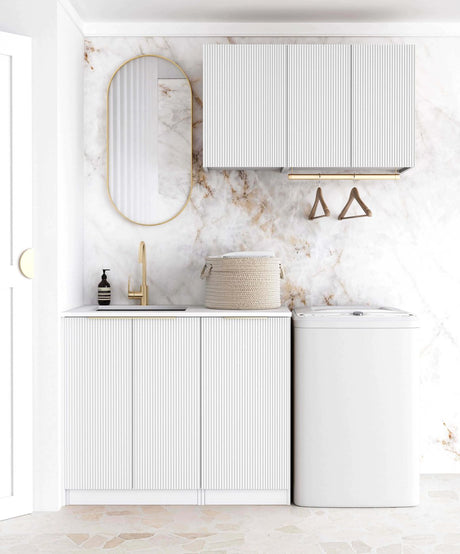 BURLEIGH White Laundry Cabinet with Stone Top Set 1715x600x2100mm (Style A)