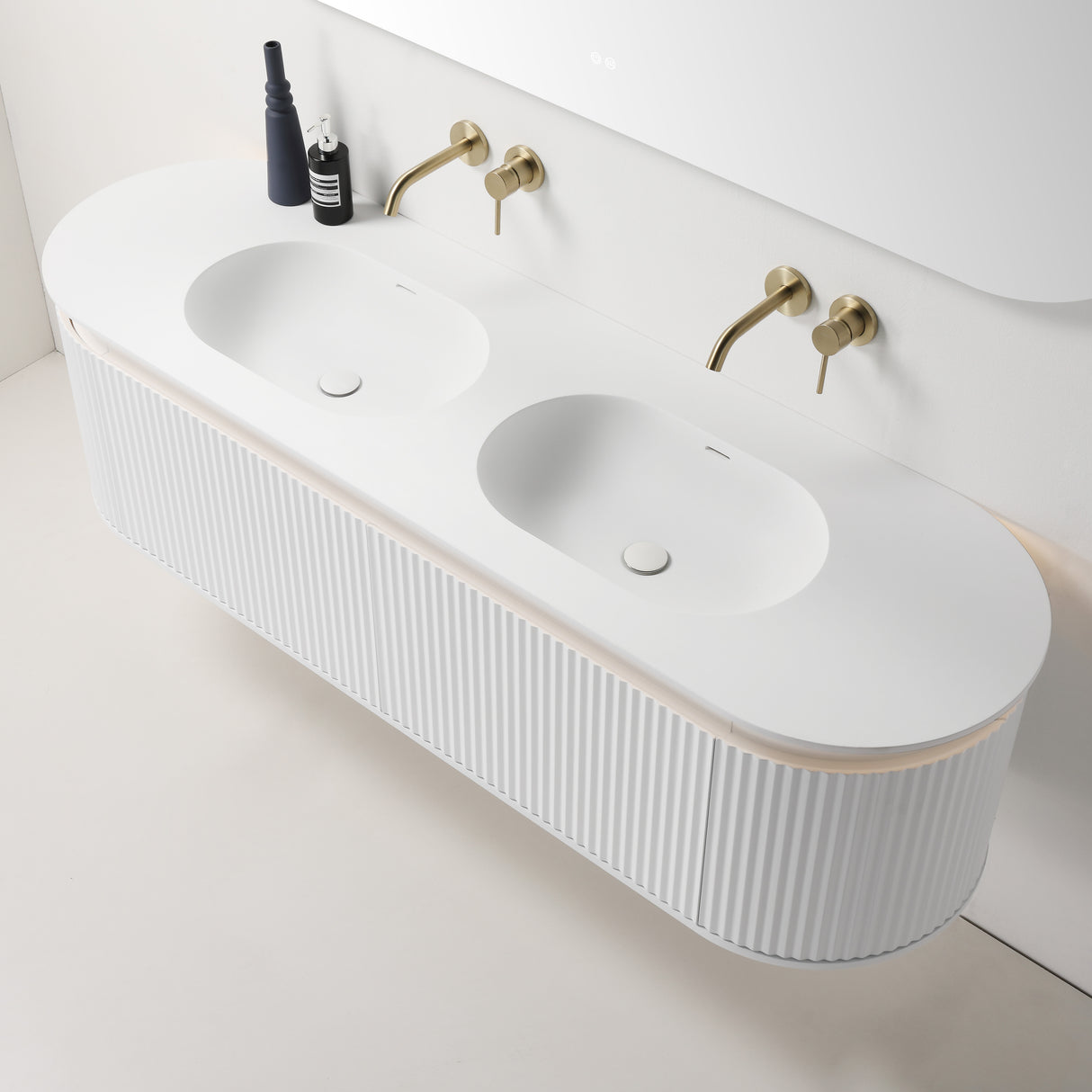 ZURE SAINOS Wall Hung Curve Vanity Matte White
