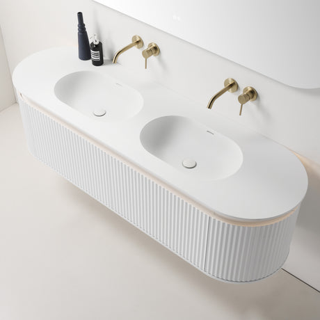 ZURE SAINOS Wall Hung Curve Vanity Matte White