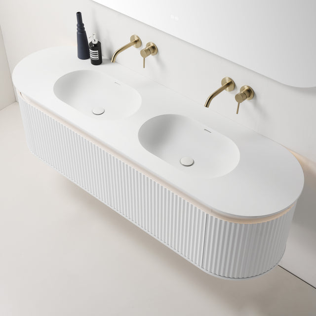 ZURE SAINOS Wall Hung Curve Vanity Matte White