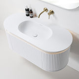 ZURE SAINOS Wall Hung Curve Vanity Matte White 2