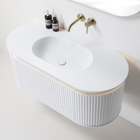 ZURE SAINOS Wall Hung Curve Vanity Matte White 2