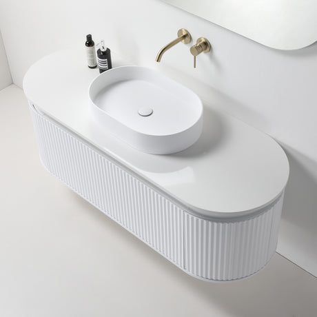 ZURE SAINOS Wall Hung Curve Vanity Matte White 5