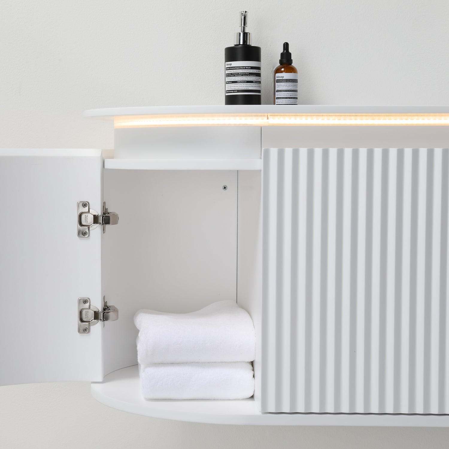ZURE SAINOS Wall Hung Curve Vanity Matte White 7