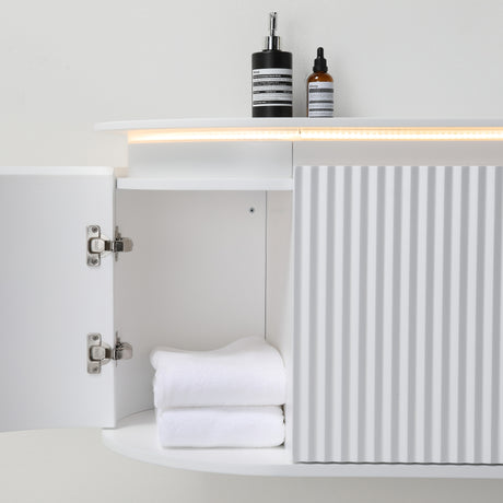 ZURE SAINOS Wall Hung Curve Vanity Matte White 7
