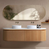ZURE SAINOS Wall Hung Curve Vanity Natural Oak