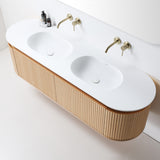 ZURE_SAINOS_Wall_Hung_Curve_Vanity_Natural_Oak Double Basins