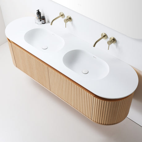 ZURE_SAINOS_Wall_Hung_Curve_Vanity_Natural_Oak Double Basins