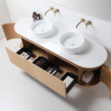 ZURE SAINOS Wall Hung Curve Vanity Natural Oak Top View