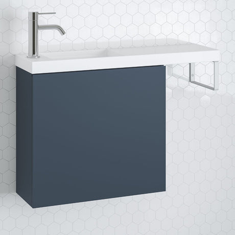 Timberline OSCAR Single Bowl Wall Hung Vanity (800mm) Navy Blue Satin