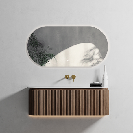 ZURE walnut undermount vanity no tap hole