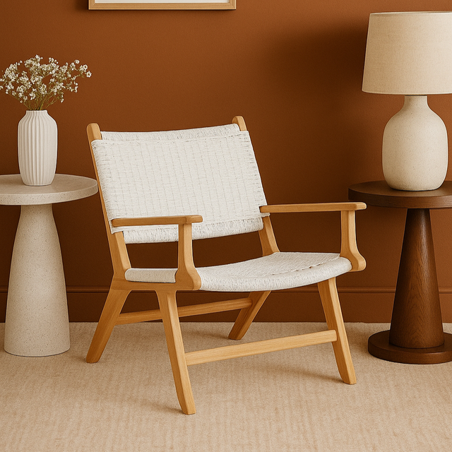 Zane Accent Arm Teak Chair – Whitley (Close Weave) - 0.72m