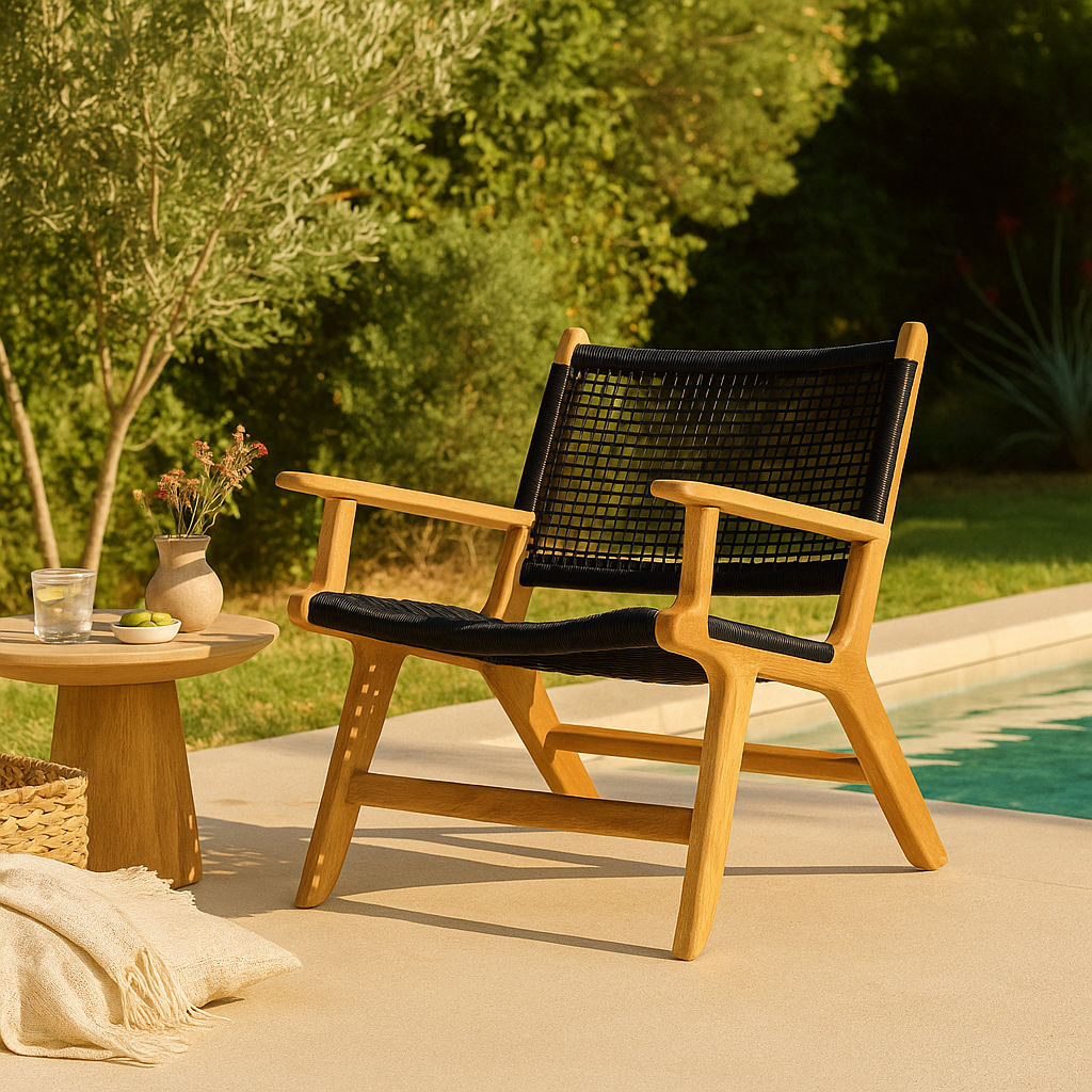 Zane Accent Teak Arm Chair – Black