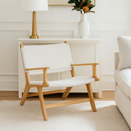 Zane Accent Teak Chair – Whitley (Close Weave) - 0.72m
