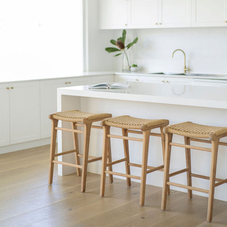 Zane Backless Counter Stool 0.68m – Sand (Close Weave)
