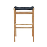 Zane Backless Teak Bar Stool - Black - 0.78