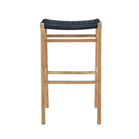Zane Backless Teak Bar Stool - Black - 0.78