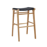 Zane Backless Teak Bar Stool - Black - 0.78