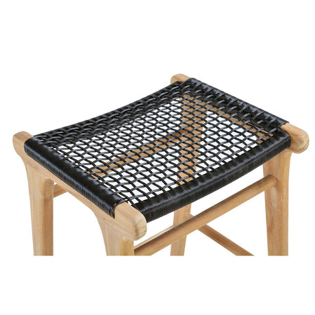 Zane Backless Teak Bar Stool - Black - 0.78