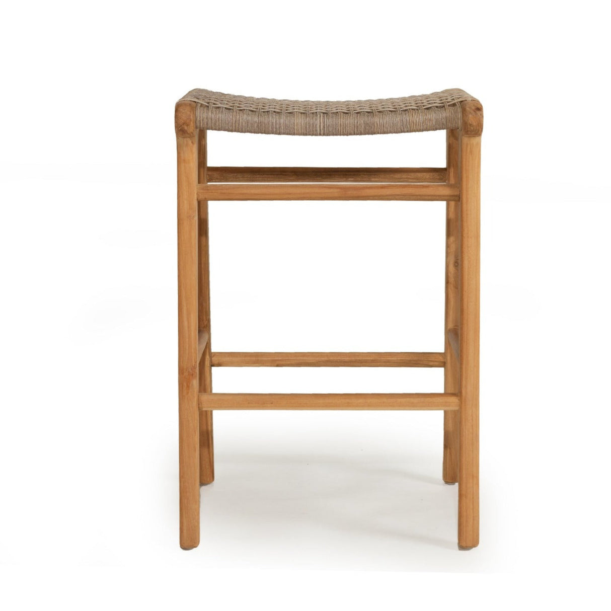 Zane Backless Teak Counter Stool - Washed Grey - 0.68m