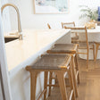 Zane Backless Teak Counter Stool - Washed Grey - 0.68m