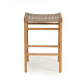 Zane Backless Teak Counter Stool - Washed Grey - 0.68m