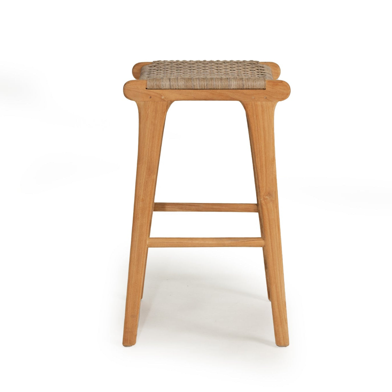 Zane Backless Teak Counter Stool - Washed Grey - 0.68m