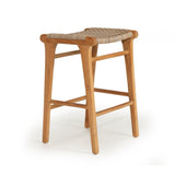 Zane Backless Teak Counter Stool - Washed Grey - 0.68m