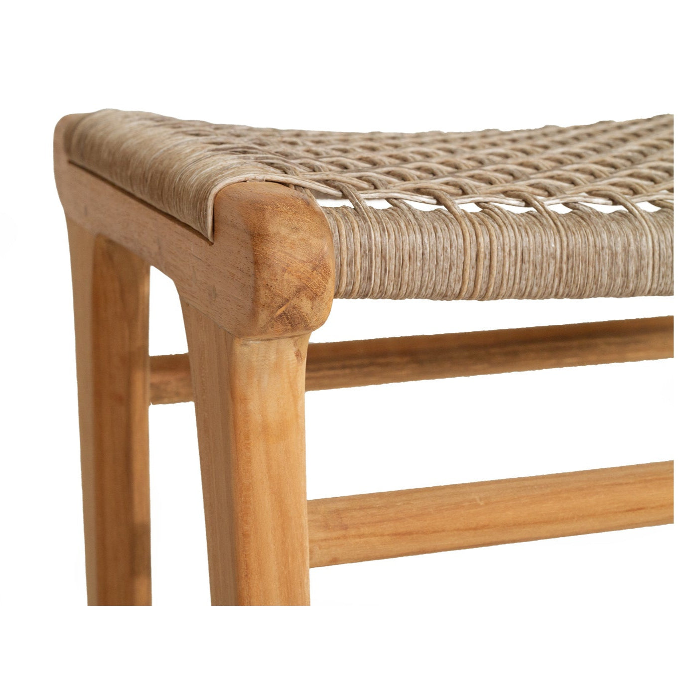 Zane Backless Teak Counter Stool - Washed Grey - 0.68m
