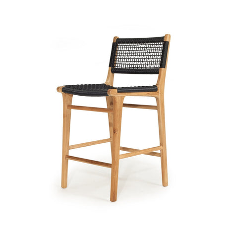 Zane Teak Counter Stool - Black - 0.95m