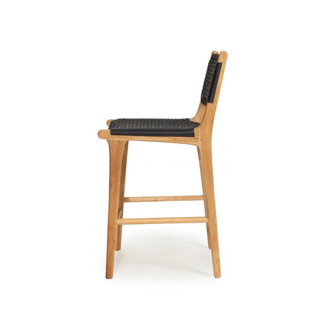 Zane Teak Counter Stool - Black - 0.95m