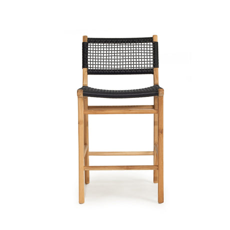 Zane Teak Counter Stool - Black - 0.95m