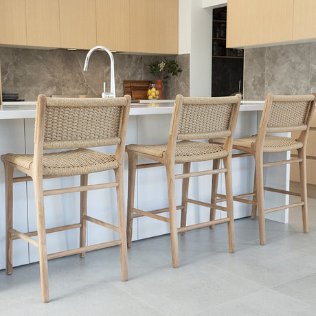 Zane Teak Counter Stool – Sand (Close Weave) 0.95m