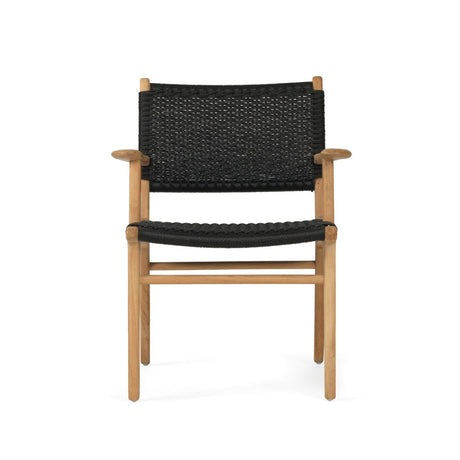 Zane Teak Dining Armchair - Black - Close Weave 0.66m