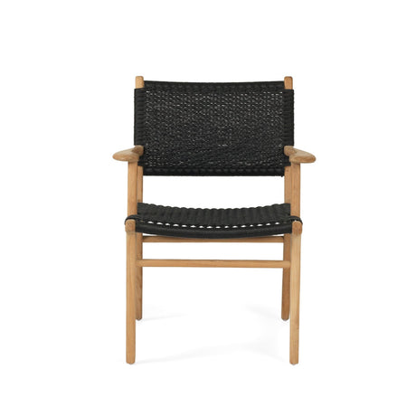Zane Teak Dining Armchair - Black - Close Weave 0.66m