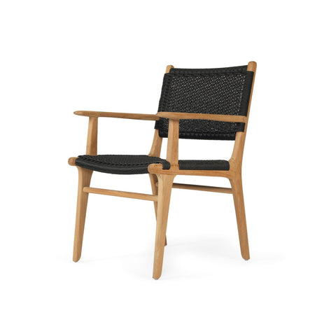Zane Teak Dining Armchair - Black - Close Weave 0.66m