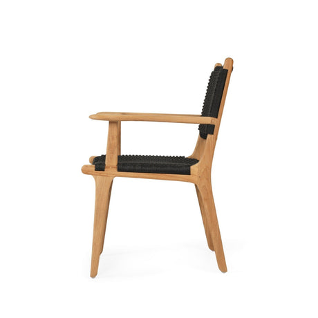 Zane Teak Dining Armchair - Black - Close Weave 0.66m