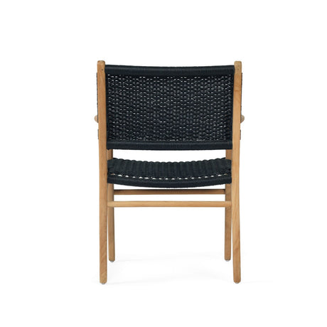 Zane Teak Dining Armchair - Black - Close Weave 0.66m