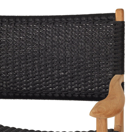 Zane Teak Dining Armchair - Black - Close Weave 0.66m