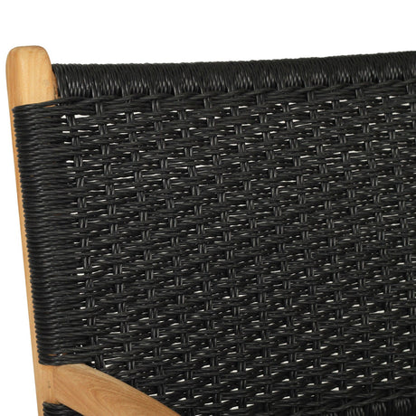 Zane Teak Dining Armchair - Black - Close Weave 0.66m