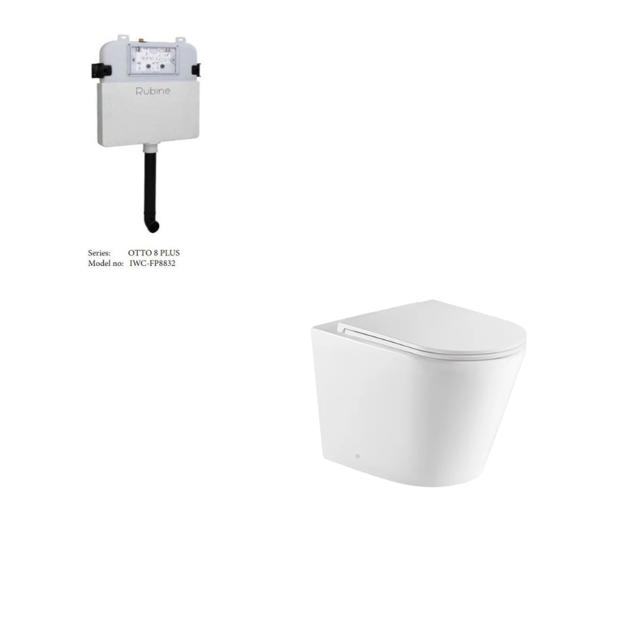 Zara99 Rimless Wall Faced Floor Toilet Pan (Gloss White)