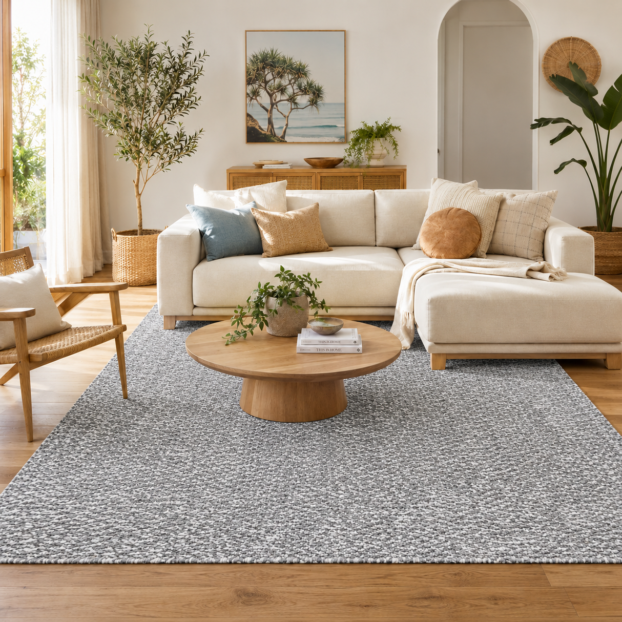 Zayna Cue Charcoal Wool Blend Rug