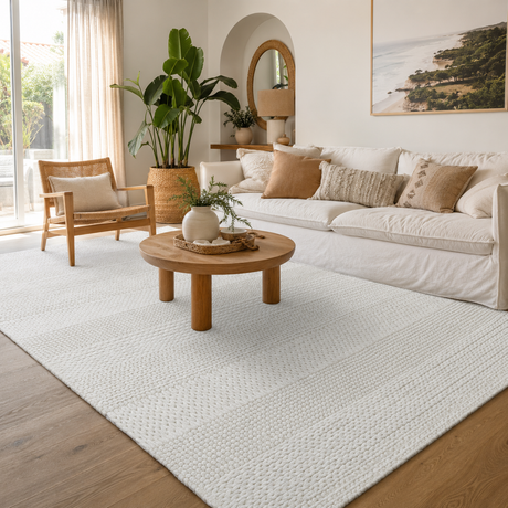 Zayna Grace White Wool Blend Rug