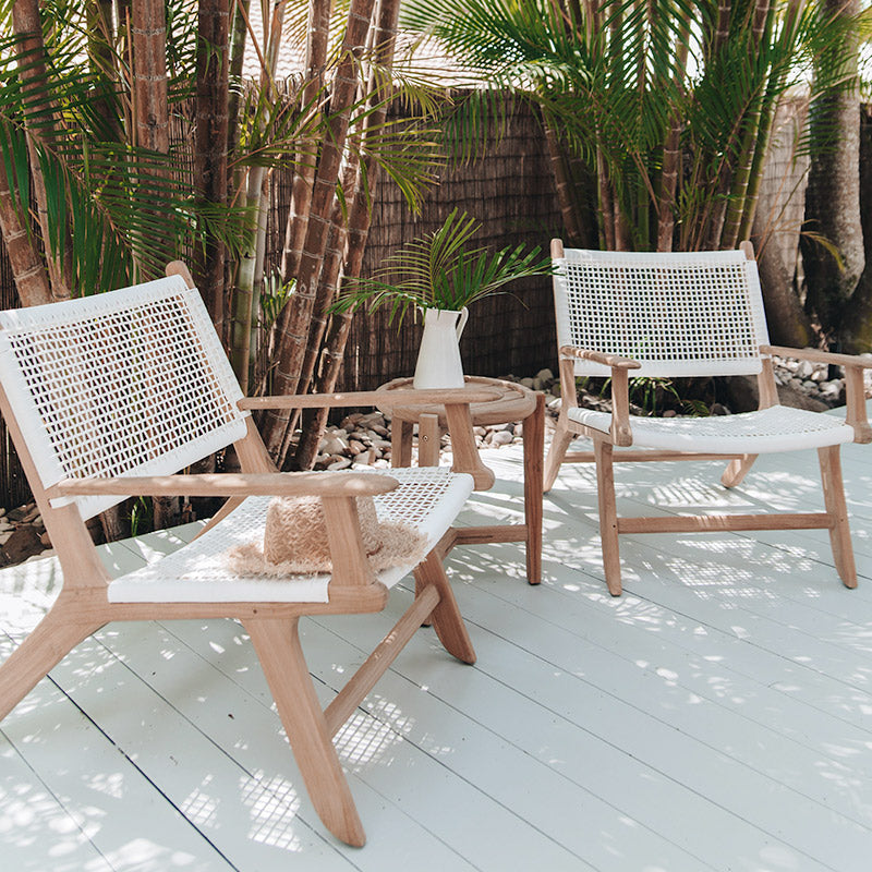Zane Accent Teak Arm Chair – White
